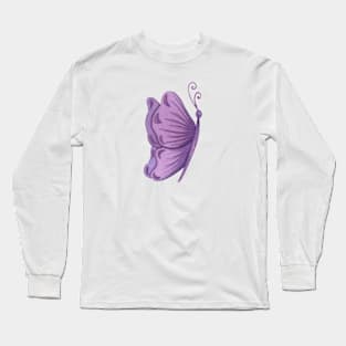 Purple Lavender Butterfly Long Sleeve T-Shirt